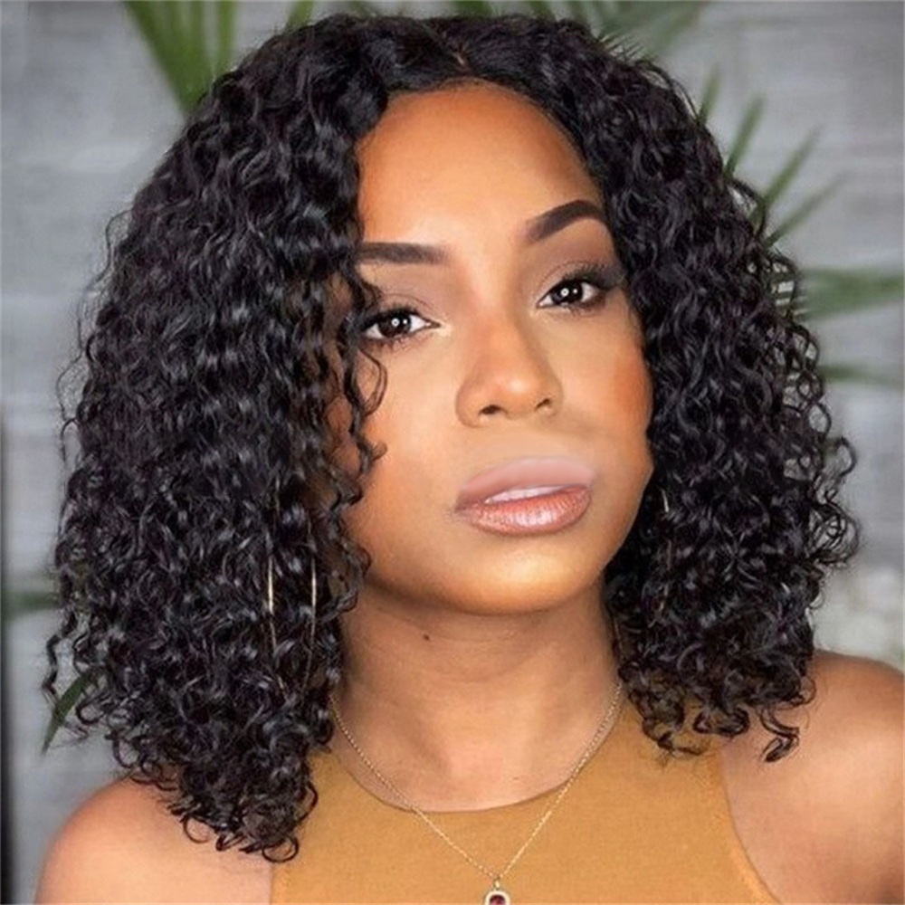 วิกผมสตรีสไตล์ยุโรป-อเมริกา ทรงสั้นหยิกแอฟโฟรสีดำ วิกผมเต็มหัวคุณภาพสูง ใส่สบาย - รูปที่ 2