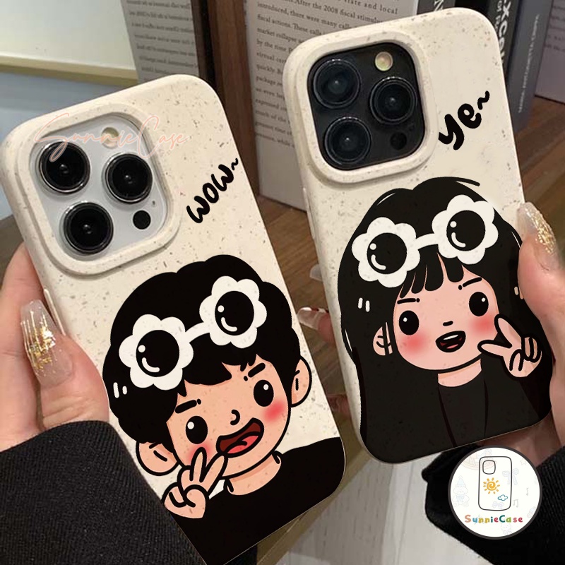 คู่ iPhone 6 6S 8 7 Plus 16 15 11 14 12 13 Pro Max X XS Max XR SE การ์ตูนน่ารักสาวน้อยปกอ่อนย่อยสลายได้สำหรับเด็กชาย