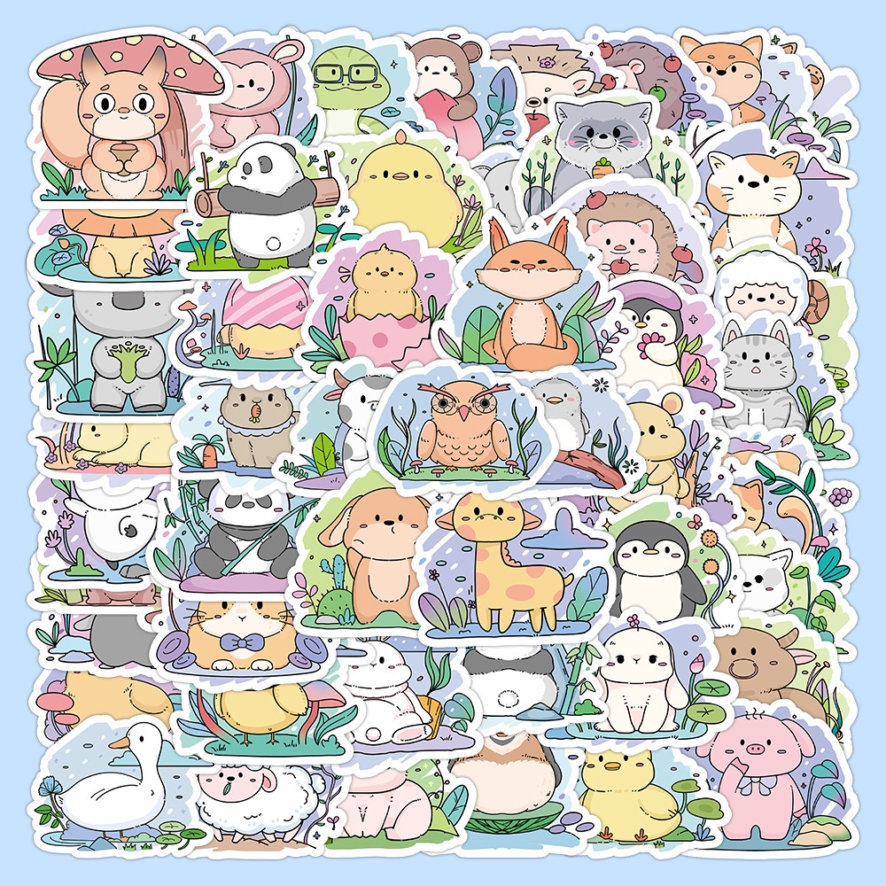 สติกเกอร์ กันน้ํา ลายแพนด้า แกะน่ารัก สําหรับติดตกแต่งกล่องดินสอ แก้วน้ํา 60 แผ่น
