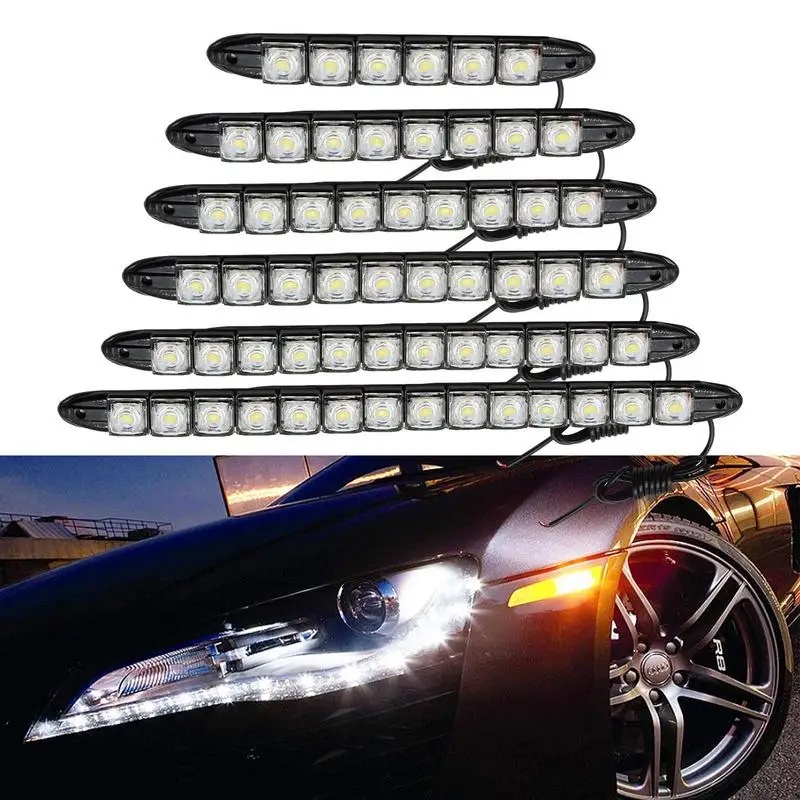 ไฟเดย์ไลท์ LED 12V 6 8 9 10 12 14 COB ยืดหยุ่น กันน้ํา อุปกรณ์เสริม สําหรับติดด้านนอกรถยนต์
