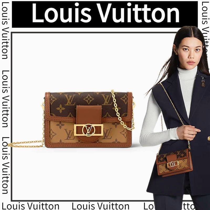 หลุยส์ วิตตอง Louis Vuitton Daphne Collection/กระเป๋าโซ่/กระเป๋าสะพายไหล่/กระเป๋าสะพายข้าง/Classic Ladies