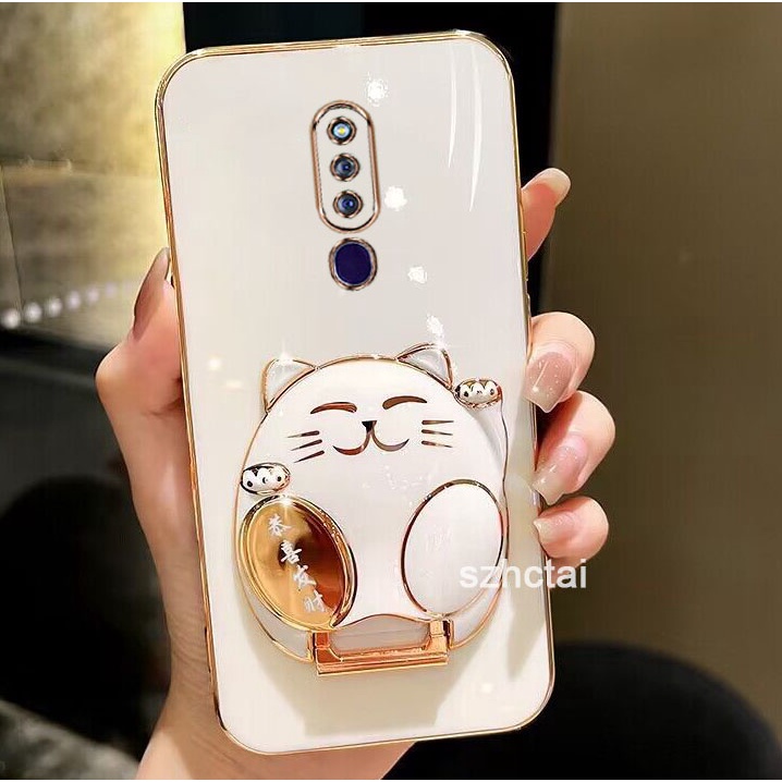 เคสโทรศัพท์ oppo f11 pro f11 เคสโทรศัพท์ เคสโทรศัพท์พร้อมขาตั้งแมวกวัก Gong Xi Fa Cai