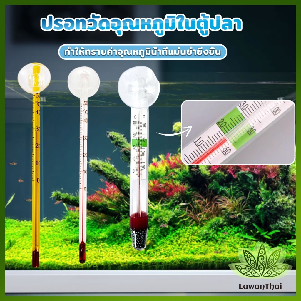 Lawan เทอร์โมมิเตอร์ตู้ปลา ปรอทวัดอุณหภูมิน้ำในตู้ปลา แบบติดกระจก Aquarium Thermometer