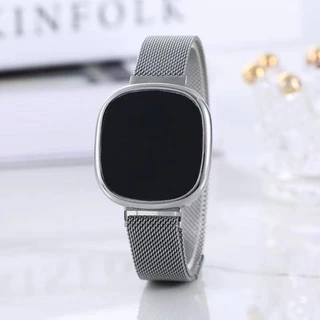 นาฬิกาสัมผัส LED Unisex, สายมิลานแม่เหล็ก, จอแสดงผลดิจิตอลสําหรับนักเรียน, ของขวัญใน Gold-Tone Silver Black Rose Gold
