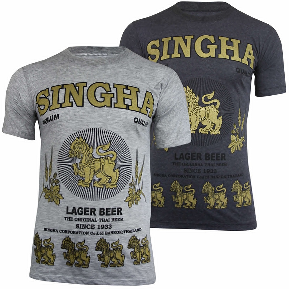 เสื้อยืด 【ผ้าฝ้ายแท้】Singha Thai Lager Beer เสื้อยืดคอกลม สิงห์ ไทย ลาเกอร์ คอตตอน สำหรับผู้ชาย S-5XLsize: S-5XL