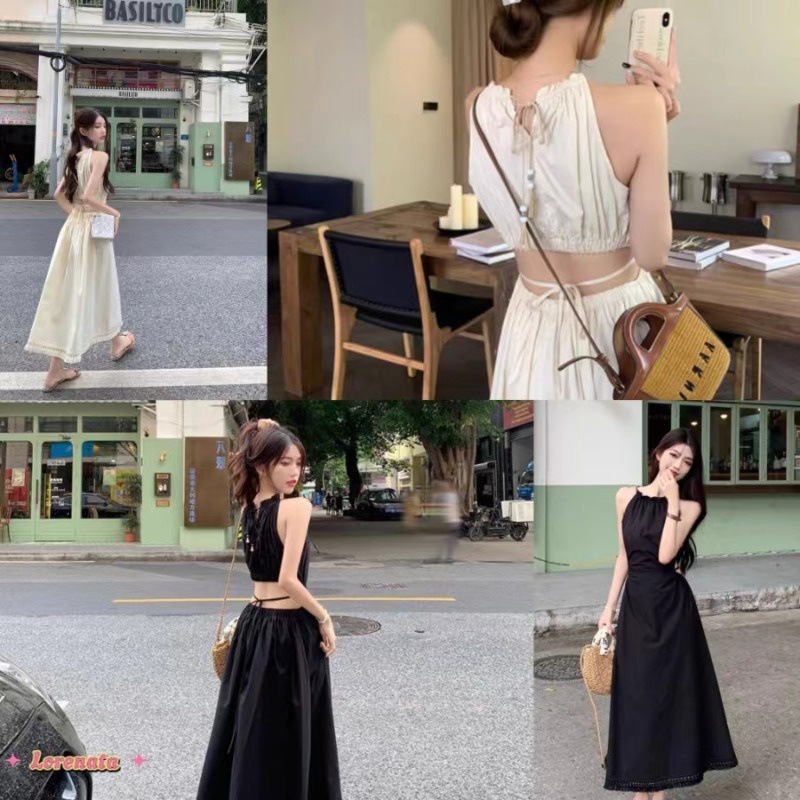 LORENATA(จัดส่งจากกรุงเทพฯ) ฤดูร้อนรูปแบบใหม่ ชุดเดรสยาวจี้พู่สตรีเซ็กซี่บาง