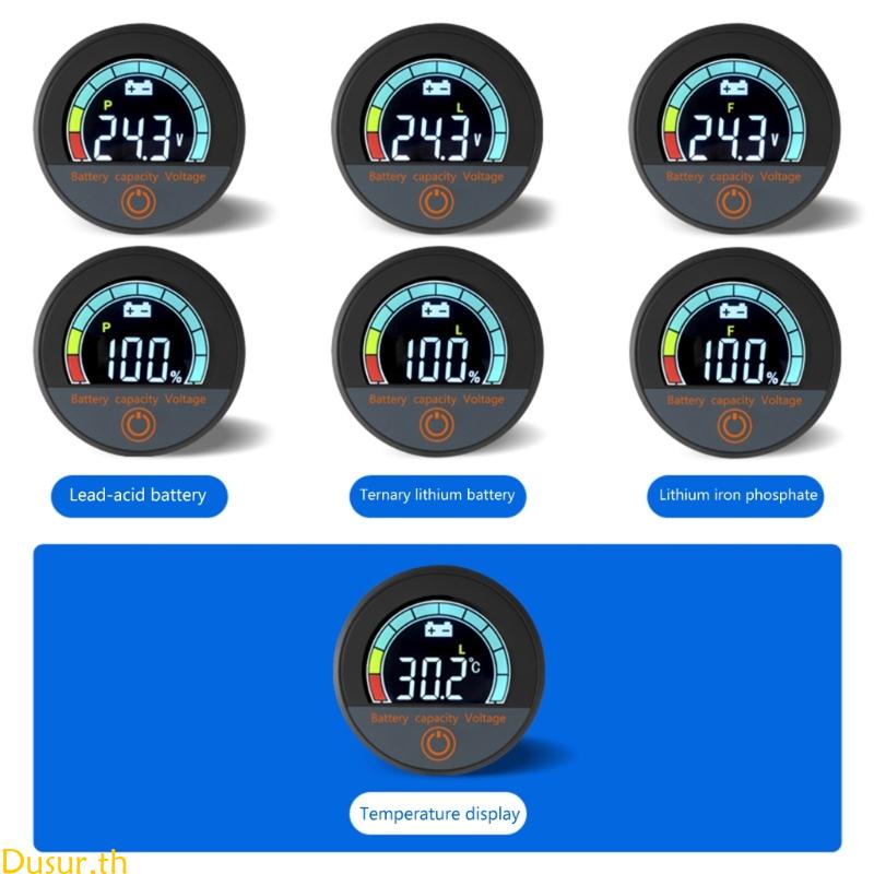 Dusur แผงโวลต์มิเตอร์ดิจิทัล LCD DC7-100V สองสาย วัดแรงดันไฟฟ้า แบตเตอรี่