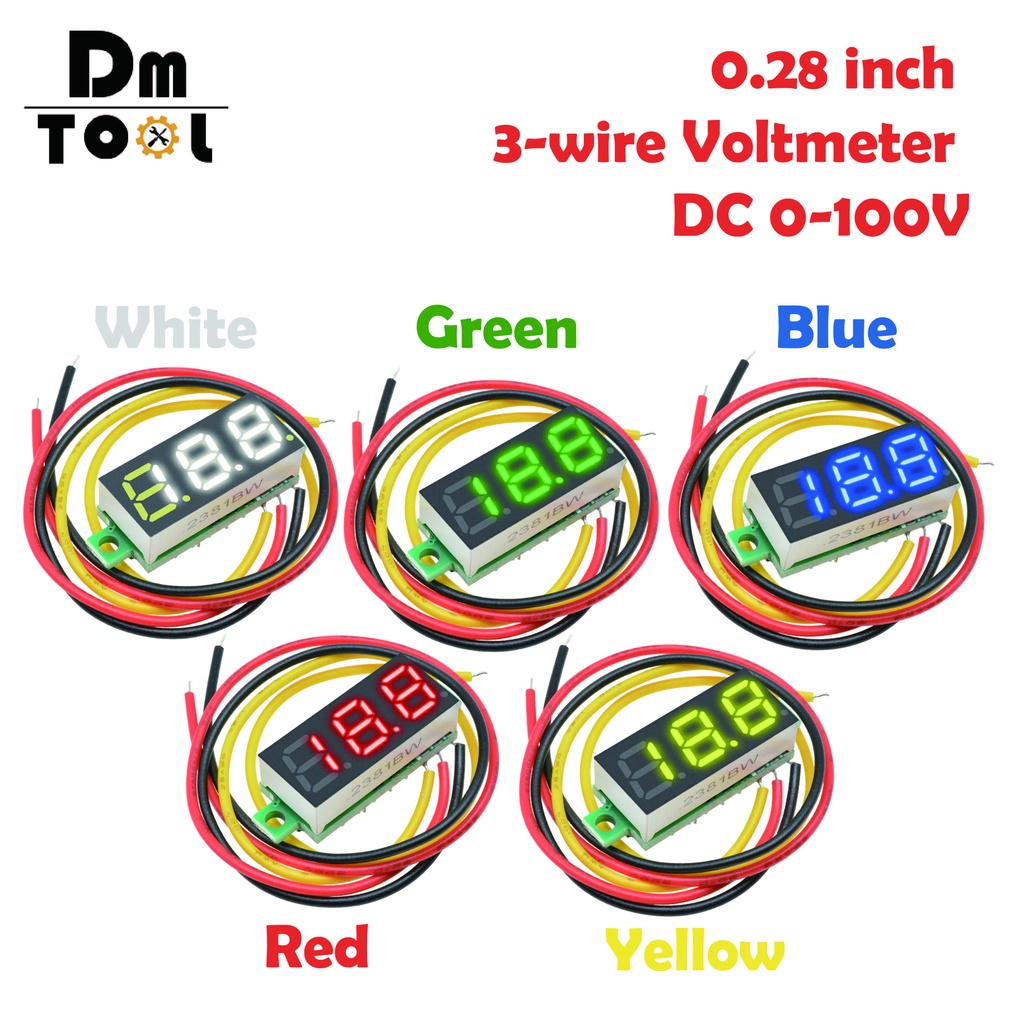 [ส่งด่วนในไทย]DM Three Digits 0.28inch Digital Tube LED DC 5-30V Voltmeter Digital Display Voltage VOLT METER 12V 24V