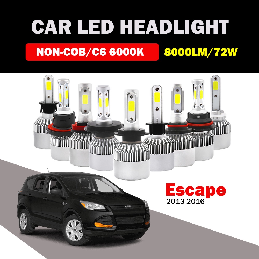 【2 ชิ้น】หลอดไฟหน้ารถยนต์ LED สูงต่ํา 8000LM 72W COB 6000K สีขาว สําหรับ Ford Escape 2013-2016