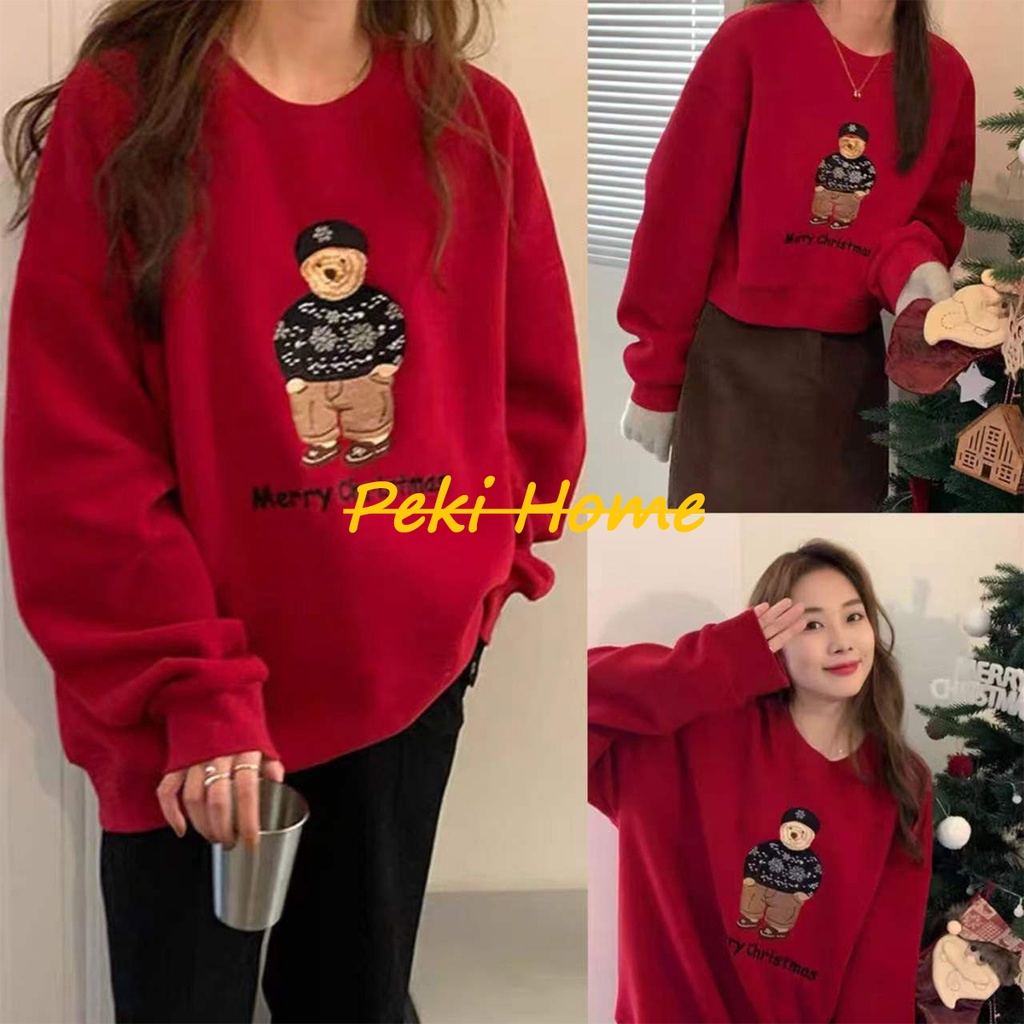 เสื้อสเวตเตอร์ไหมพรมแขนยาว ลายน้องหมีสุดน่ารัก ใส่สบาย