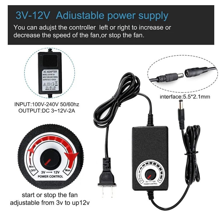 พัดลมหอยโข่ง ปรับรอบได้ 12V DC กับอะแคปเตอร์ ลมแรง พัดลมระบายอากาศ พัดลมเทอร์โบ พัดลมโบลเวอร์ พัดลมโข่ง พัดลมเป่าเตา