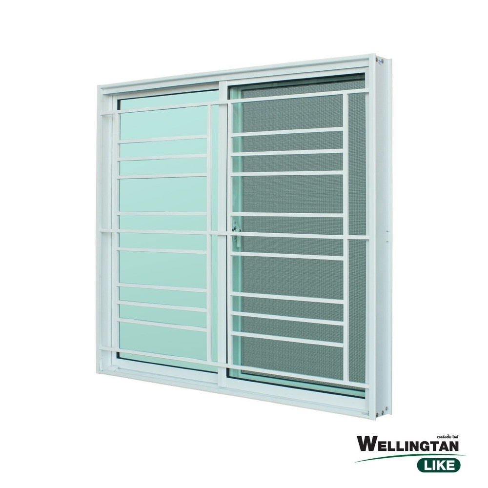 GlobalHouseWELLINGTAN (LIKE) หน้าต่างอะลูมิเนียมพร้อมเหล็กดัด บานเลื่อน SS 120×110ซม. สีขาว พร้อมมุ้ง สินค้าของแท้คุณภาพ ราคา ถูกที่สุด ดีลบีเคเค แกลเลอรีภาพที่ 3