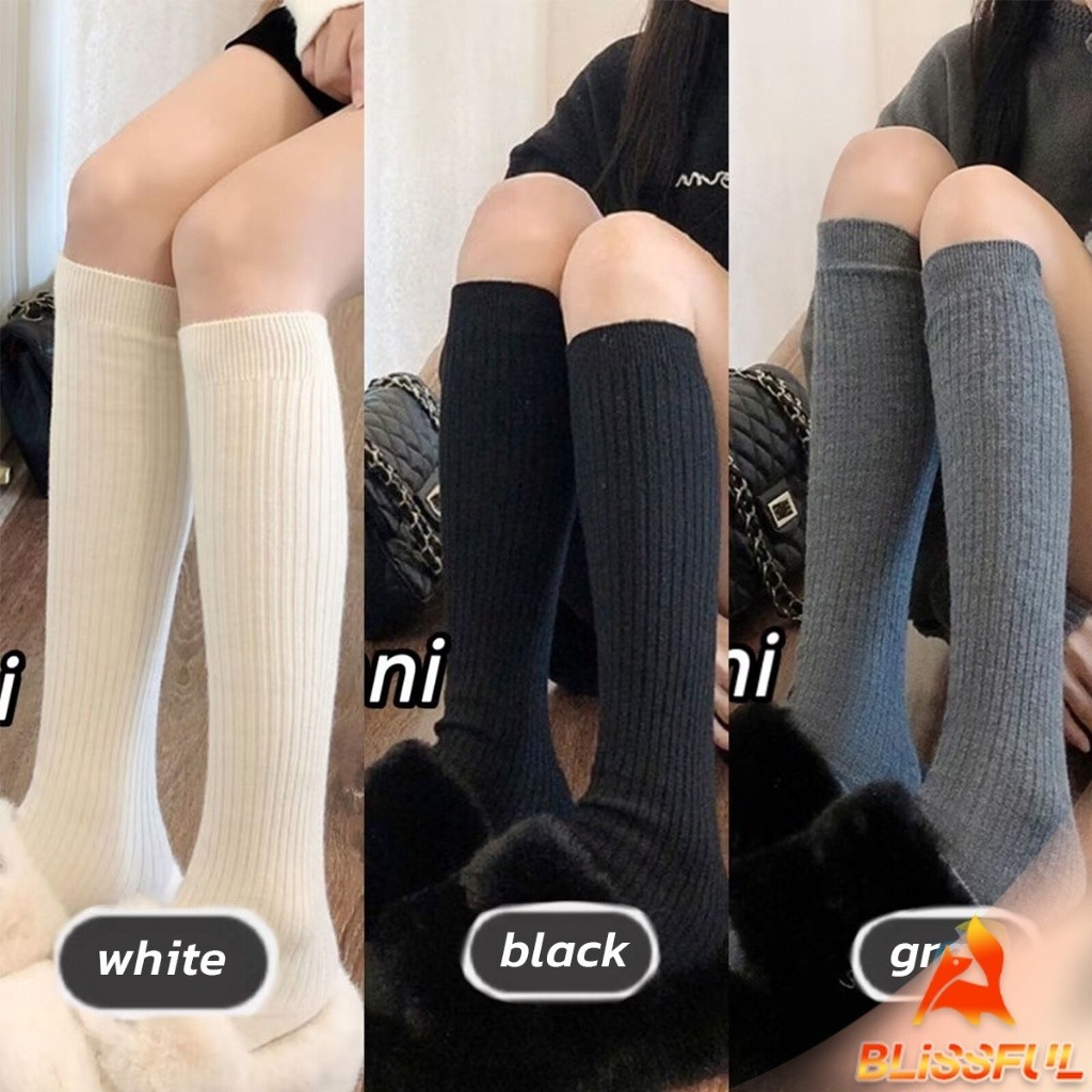 B.F  ถุงเท้ายาว สไตล์โลลิต้า ยืดหยุ่นสูง สีพื้น สําหรับสวมใส่ทุกวัน  Women Socks - รูปที่ 2