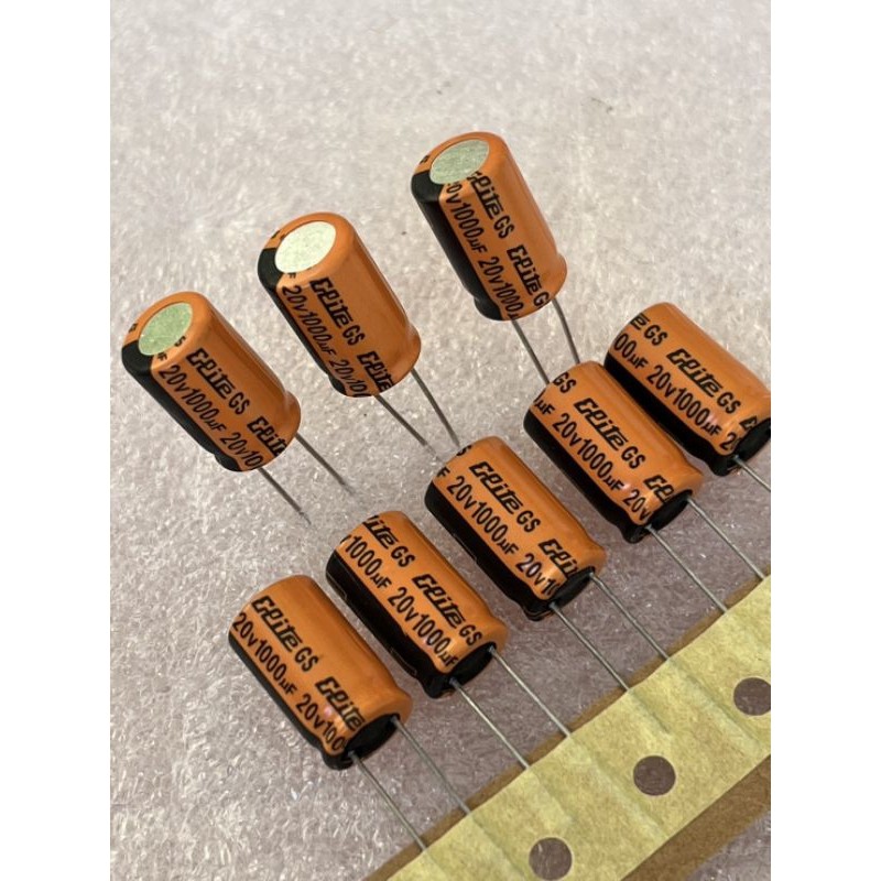 คาปาซิเตอร์ 1000UF 20V C1000UF 20V (10ชิ้น)  C1000uf 20v ขนาด6x10mm. C1000uf 20v  C1000UF 20V พร้อมส