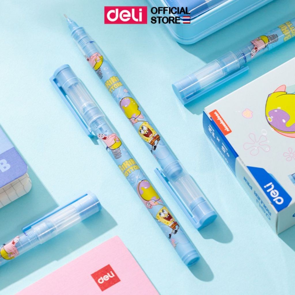 Deli قلم جل بغطاء Q305 ‏0.5 مم SpongeBob — صورة 7