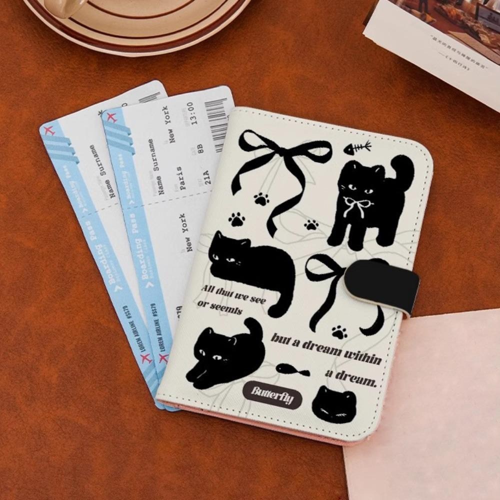 SHOEEMPORIUM Puppy Passport Cover พร้อมช่องใส่การ์ด, มัลติฟังก์ชั่กันน้ําแมวหนังหนังสือเดินทาง, เครื่องบินตรวจสอบการ์ดกรณีตั๋วโฟลเดอร์ RFID Blocking Passport คลิปหญิง ราคา ถูกที่สุด ดีลบีเคเค แกลเลอรีภาพที่ 5