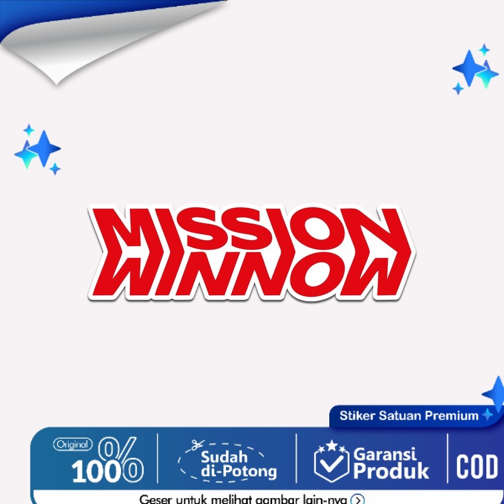 MERAH Mission Winnow หมวกกันน็อคสติกเกอร์เคลือบมันเงา 10 ซม. Mission Winnow สติกเกอร์สีแดง