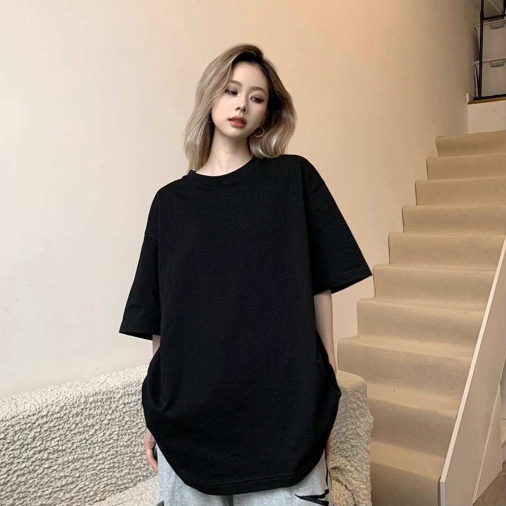 เสื้อยืดฟอกเฟดเทาวินเทจ ชายและหญิง ผ้าคอตตอน100% oversize เสื้อผ้าสาวอวบ เสื้อโอเวอร์ไซส์ผู้หญิง ไตล์เกาหลีแฟชั่น สีพื้น