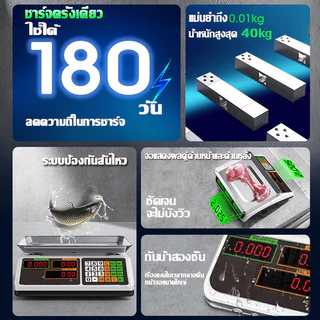 【เซลล์แบตเตอรี่แบรนด์】SUNESY ตาชั่งดิจิตอล 40kg กิโลดิจิตอล สแตนเลส ฟังก์ชั่นป้องกันการลื่น ตลาดนัดกลางคืน ตั้งแผงขาย ขายผัก ขายผลไม้ ทำธุรกิจ ใช้ได้เสียบสายและไร้สาย ตาชั่งอาหาร