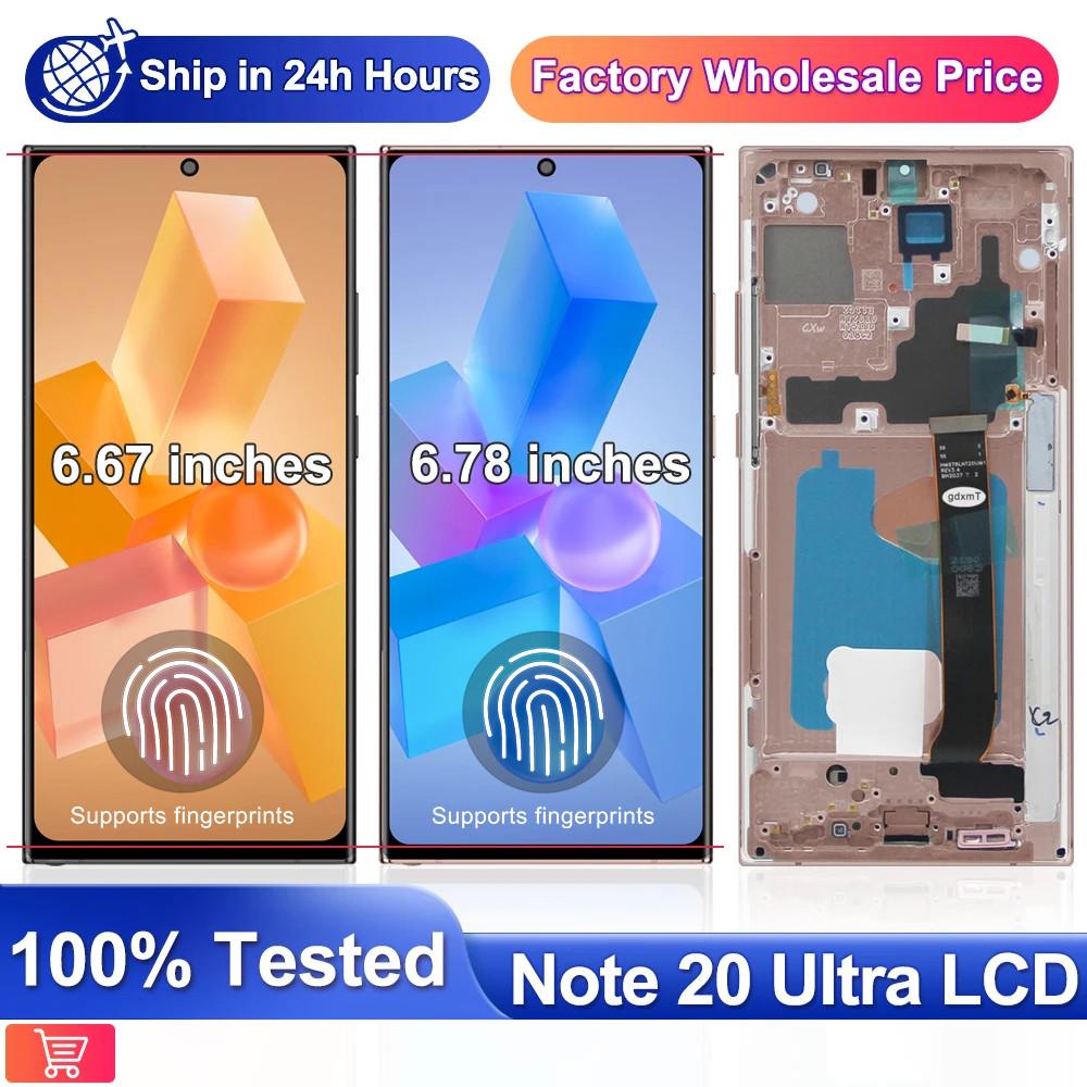Super Amoled Note 20 Ultra Display สําหรับ Samsung Galaxy Note 20 Ultra 5G จอแสดงผล LCD Touch Note 2