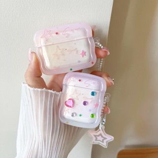 เคสหูฟังบลูทูธ TPU แบบใส ลายดาวน่ารัก พร้อมพวงกุญแจ สําหรับ AirPods 1 2 pro Air pods 3 pro 2