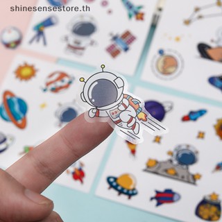 Shine แผ่นสติกเกอร์ ลายการ์ตูนนักบินอวกาศน่ารัก กันน้ํา ไร้รอยต่อ สําหรับตกแต่งแก้วน้ํา