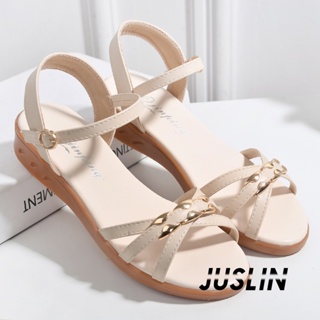 JUSLIN   รองเท้าแตะผู้หญิง ส้นแบน ใส่สบาย สไตล์เกาหลี รองเท้าแฟชั่น 2023 ใหม่  Trendy Stylish รุ่นใหม่ สวยงาม B28G12M 37Z230910