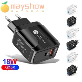 Mayshow อะแดปเตอร์ชาร์จ Type C หัวชาร์จเร็ว PD QC3.0 5V3A 2PD+3USB 18W ปลั๊ก US UK EU สําหรับ iPhone 12 13 14 Max