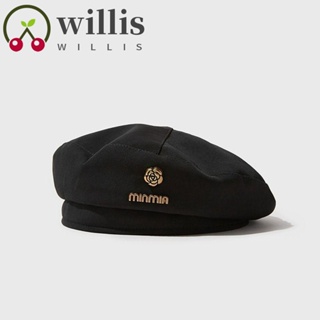 Willis หมวกเบเร่ต์ ลายตัวอักษร สไตล์เกาหลี เรโทร สําหรับผู้หญิง