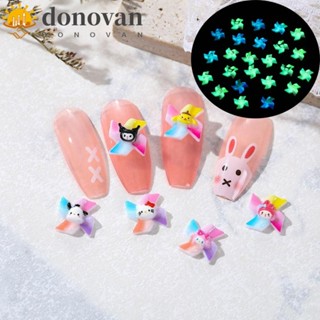 Donovan เครื่องประดับเรซิ่น รูปกังหันลม 3D สีรุ้ง เรืองแสง ทนทาน สําหรับตกแต่งเล็บ 20 ชิ้น