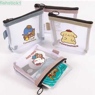 Fishstick1 กระเป๋าเครื่องสําอาง กระเป๋าสตางค์ ผ้าตาข่าย ทรงสี่เหลี่ยม มีซิป ขนาดเล็ก แบบพกพา ลายการ์ตูนคุโรมิ เหมาะกับการเดินทาง