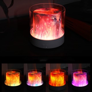 CCclamber 300ml Aromatherapy Humidifier เปลวไฟน้ำมันหอมระเหยอัลตราซาวด์ Diffuser Starry Night Light สำหรับห้องนอนสำนักงาน