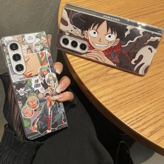 เคสโทรศัพท์มือถือแบบแข็ง ใส กันกระแทก ลายภาพวาดลูฟี่ โรโรโนอา โซโร สําหรับ Samsung Galaxy Z Fold 5 4 3 2 5G Z Fold5 Fold4 Fold3 Fold2