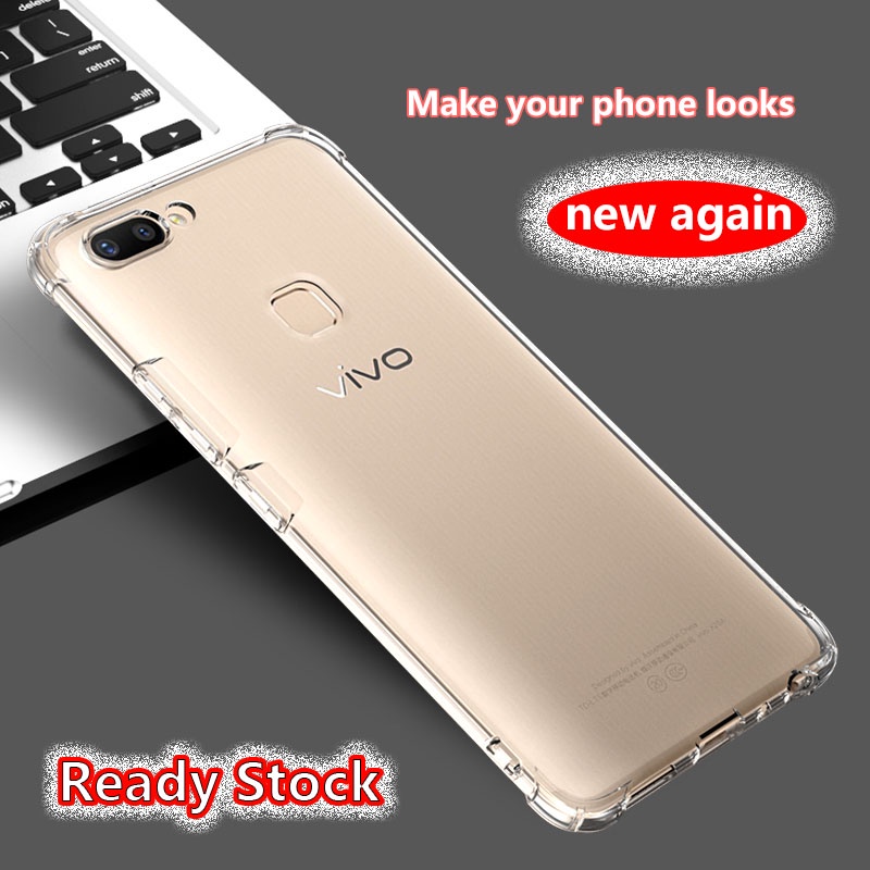 สําหรับ Vivo X20 Plus X20A 17211720 คริสตัลใส 4 มุมกันกระแทกยางนุ่มเคสเยลลี่เคสโทรศัพท์ฝาหลังกันชนโป
