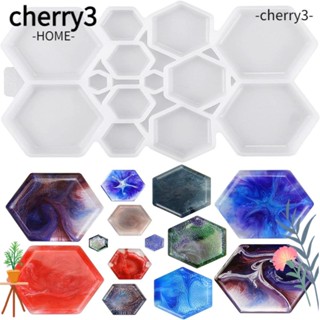 Cherry3 แม่พิมพ์ซิลิโคนเรซิ่น รูปหกเหลี่ยม สีขาว 16.5*10.5*0.99 ซม. 13 ช่อง สําหรับทําเครื่องประดับ ต่างหู DIY