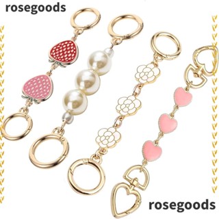 Rosegoods1 สายโซ่โลหะ ต่อขยายกระเป๋า ลายดอกไม้ สีทอง สําหรับผู้หญิง DIY 4 ชิ้น