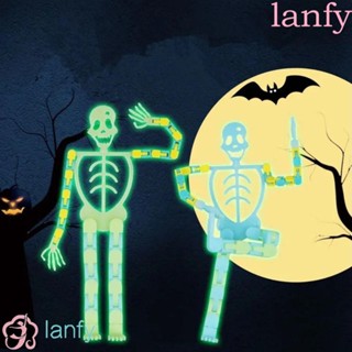 Lanfy ของเล่นเด็กผู้ชาย โครงกระดูกเรืองแสงในที่มืด พลาสติก กะโหลก ไฟกลางคืน เคล็ดลับ โซ่ติดตาม ของเล่นตลก มอนเตสซอรี่ ที่วางโทรศัพท์มือถือ ตกแต่งของเล่นบีบอัด