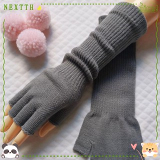 Nextth ถุงมือครึ่งนิ้ว ผ้าถัก ให้ความอบอุ่น สําหรับผู้หญิง