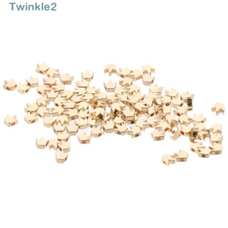 Twinkle ลูกปัดทองเหลือง รูปมงกุฎ สีทอง น้ําหนักเบา 5x2.5 มม. สําหรับเด็กผู้หญิง 100 ชิ้น