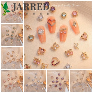 Jarred โบว์ พลอยเทียม รูปหัวใจ สีชมพู หรูหรา สําหรับตกแต่งเล็บ DIY