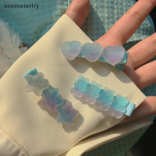 Onem กิ๊บติดผม รูปหมี หัวใจ ดาว น่ารัก สีแคนดี้ สไตล์เกาหลี มินิมอล สีฟ้า เครื่องประดับ สําหรับผู้หญิง