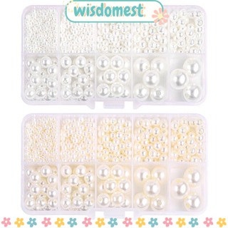 WISDOMEST ลูกปัดไข่มุก สีขาว 3 มม. 8 ขนาด 14 มม. 8 มม. สําหรับงานฝีมือ DIY