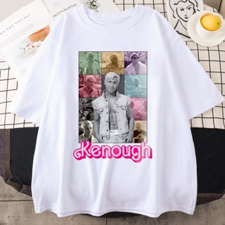 เสื้อเลือกตั้ง 【พร้อมส่ง】เสื้อยืดลําลอง ผ้าฝ้าย 100% แขนสั้น คอกลม ลายการ์ตูน I Am Kenough Barbenheimer สีชมพู แฟชั่นฤดู