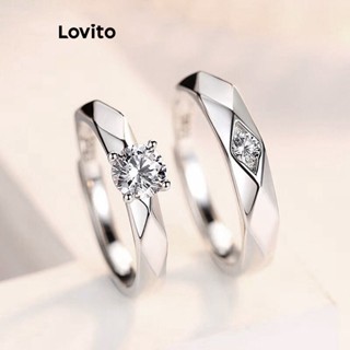 Lovito แหวนโลหะธรรมดา ลําลอง สําหรับผู้หญิง L63AD042 (สีเงิน)