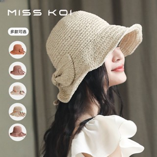 Misskoi [พร้อมส่ง] หมวกฟางถักโครเชต์ กันแดด ลําลอง เข้ากับทุกการแต่งกาย แฟชั่นฤดูร้อน สําหรับผู้หญิง