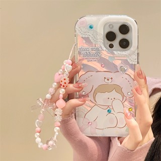 [พร้อมส่ง] เคสโทรศัพท์มือถือ ลายการ์ตูน พร้อมสายคล้องมือ สําหรับ Apple iPhone 15 14 13 12 11 PROMAX XS XR XSMAX SE2020 6 7 8PLUS MINI