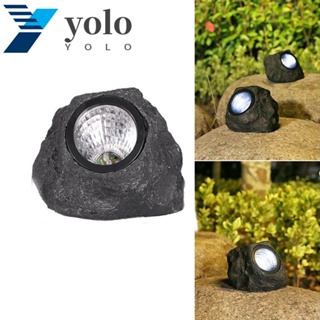 Yolo โคมไฟสปอตไลท์ LED พลังงานแสงอาทิตย์ ประหยัดพลังงาน กันน้ํา สีขาว สําหรับตกแต่งสวนสนามหญ้า