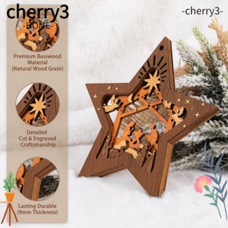 Cherry3 จี้ไม้ รูปดาวห้าแฉก สําหรับตกแต่งต้นคริสต์มาส DIY