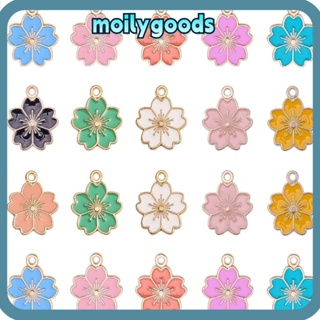 Moilyhd จี้ดอกไม้ โลหะผสม และเคลือบ สีชมพู, สีแดง, สีน้ําเงิน, สีดํา, สีขาว จี้รูปดอกไม้, จี้สําหรับทําเครื่องประดับ จี้ ดอกซากุระ คู่รัก งานฝีมือ แฮนด์เมด