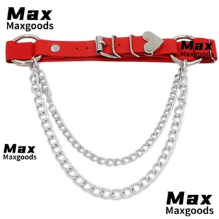 Maxg สายรัดข้อเท้า หนัง PU ยืดหยุ่น ทรงไม่สมมาตร แฟชั่นสไตล์พังก์ โกธิค พังก์ โกธิค สําหรับผู้หญิง